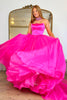 Load image into Gallery viewer, Fuchsia Strapless A-line Tulle Long Prom Dress(Necklace is not included)