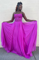 Load image into Gallery viewer, Orchid Strapless A-line Floral Long Prom Dress