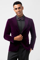 Load image into Gallery viewer, Dark Purple Velvet 2 Pieces Peak Lapel Men&#39;s Prom Jacket