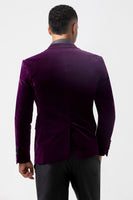Load image into Gallery viewer, Dark Purple Velvet 2 Pieces Peak Lapel Men&#39;s Prom Jacket