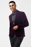 Load image into Gallery viewer, Dark Purple Velvet 2 Pieces Peak Lapel Men&#39;s Prom Jacket