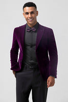 Load image into Gallery viewer, Dark Purple Velvet 2 Pieces Peak Lapel Men&#39;s Prom Jacket