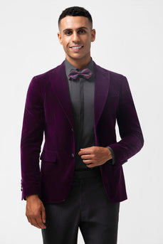 Dark Purple Velvet 2 Pieces Peak Lapel Men's Prom Jacket