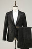 Load image into Gallery viewer, Peak Lapel Dark Blue Jacquard Men&#39;s Prom Suits