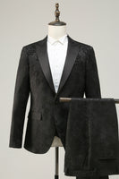 Load image into Gallery viewer, Black Jacquard Peak Lapel 3 Piece Men&#39;s Prom Suits