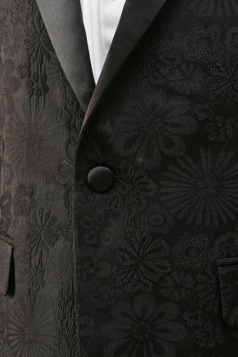 Load image into Gallery viewer, Black Jacquard Peak Lapel 3 Piece Men&#39;s Prom Suits