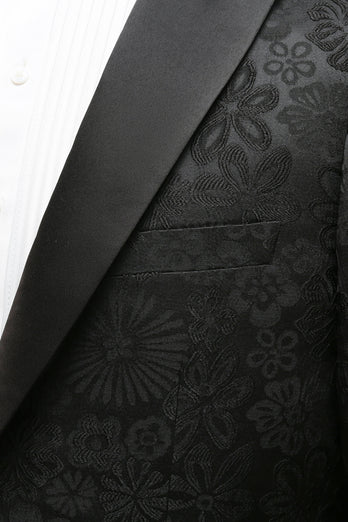Peak Lapel Dark Blue Jacquard Men's Prom Suits