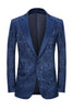 Load image into Gallery viewer, Peak Lapel Dark Blue Jacquard Men&#39;s Prom Suits