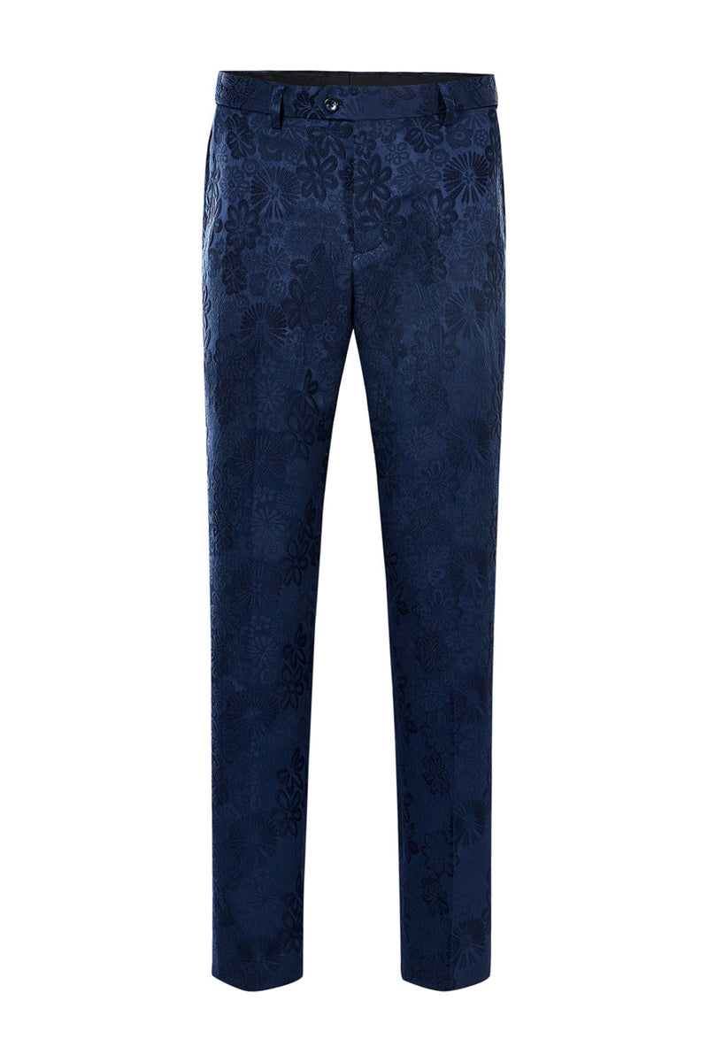Load image into Gallery viewer, Peak Lapel Dark Blue Jacquard Men&#39;s Prom Suits