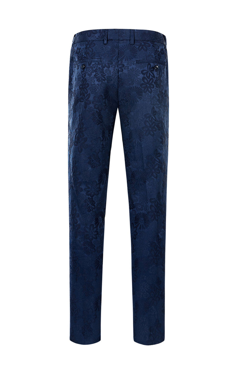 Load image into Gallery viewer, Peak Lapel Dark Blue Jacquard Men&#39;s Prom Suits
