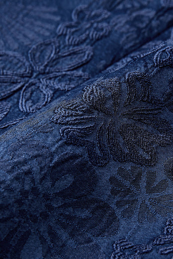 Peak Lapel Dark Blue Jacquard Men's Prom Suits