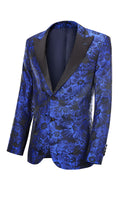 Load image into Gallery viewer, Peak Lapel Jacquard Royal Blue Slim Fit Men&#39;s Prom Suits