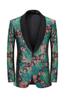 Load image into Gallery viewer, Green Shawl Lapel Jacquard Men&#39;s Prom Blazer