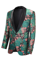 Load image into Gallery viewer, Green Shawl Lapel Jacquard Men&#39;s Prom Blazer