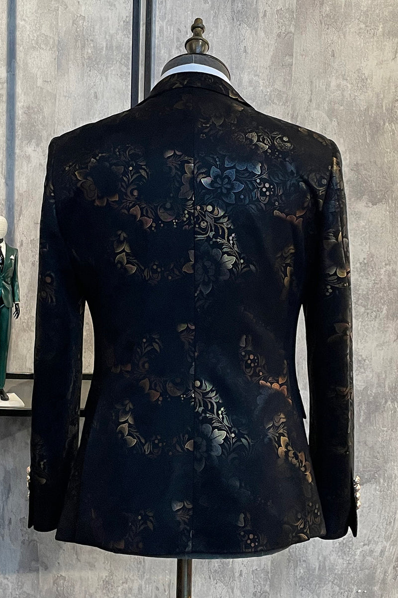 Load image into Gallery viewer, Dark Brown Shawl Lapel Jacquard Men&#39;s Prom Blazer