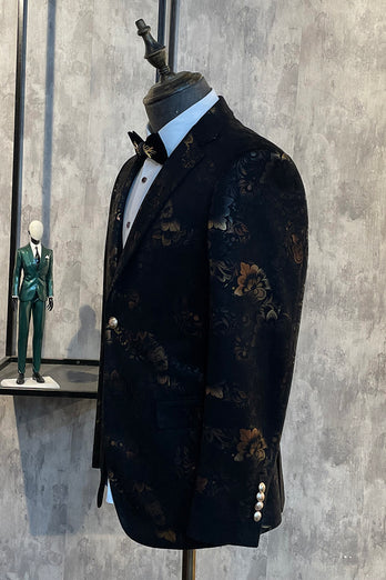 Dark Brown Shawl Lapel Jacquard Men's Prom Blazer