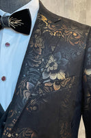 Load image into Gallery viewer, Black Shawl Lapel Jacquard Men&#39;s Prom Blazer
