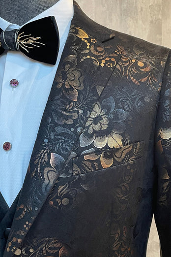 Dark Brown Shawl Lapel Jacquard Men's Prom Blazer