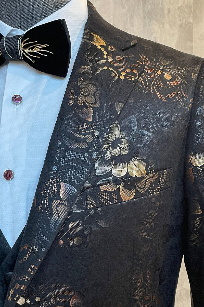 Load image into Gallery viewer, Dark Brown Shawl Lapel Jacquard Men&#39;s Prom Blazer