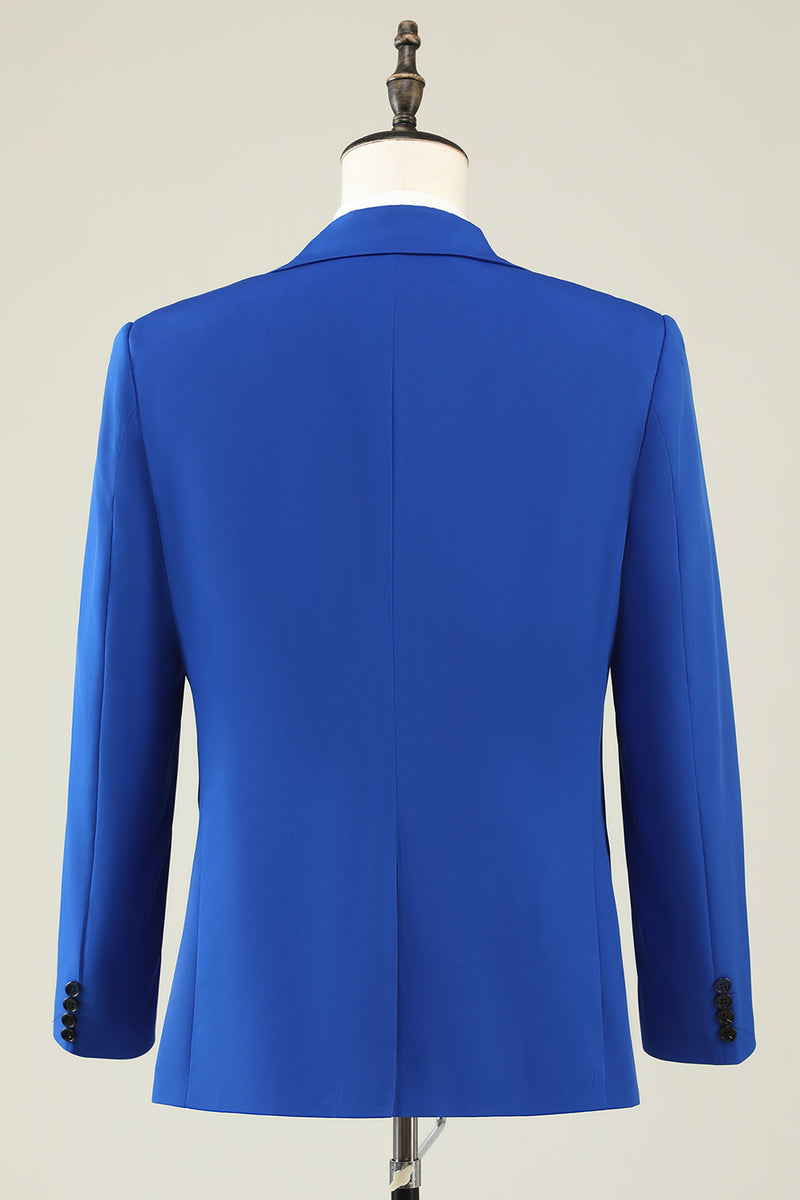 Load image into Gallery viewer, Slim Fit Peak Lapel One Button Blue Men&#39;s Prom Suits