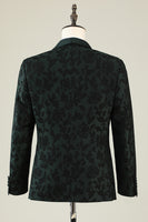 Load image into Gallery viewer, Dark Green Jacquard Shawl Lapel One Button 2 Piece Men&#39;s Prom Suits