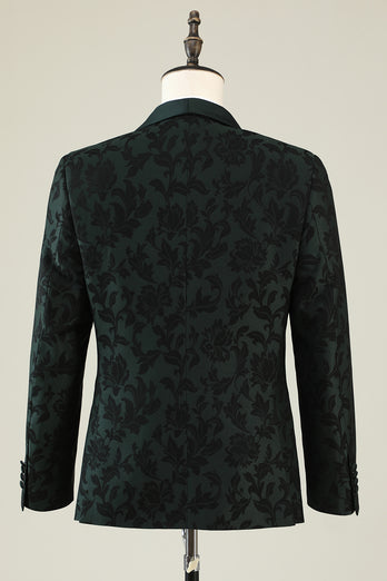 Dark Green Jacquard Shawl Lapel One Button 2 Piece Men's Prom Suits