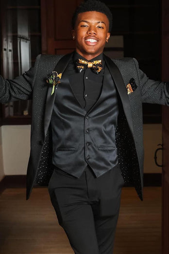 Prom Suit All Black Tux With Gold Bow Tie Metallic Gold Bow Tie