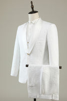 Load image into Gallery viewer, White Jacquard Shawl Lapel 3 Piece Prom Homecoming Suits