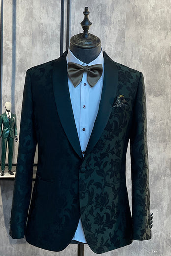 Dark Blue Peak Lapel Men's Prom Blazer