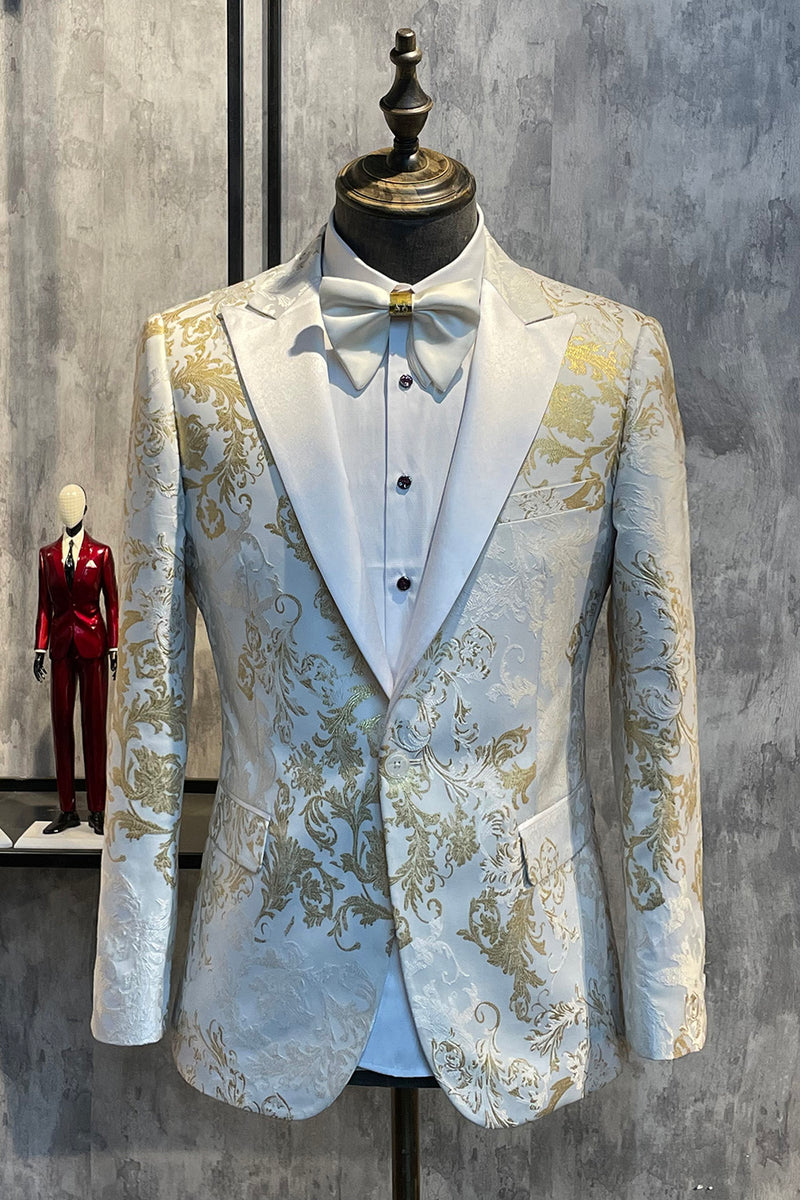 Load image into Gallery viewer, Champagne Peak Lapel Sequins Men&#39;s Prom Suits