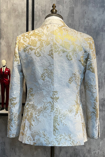 Champagne Peak Lapel Sequins Men's Prom Suits