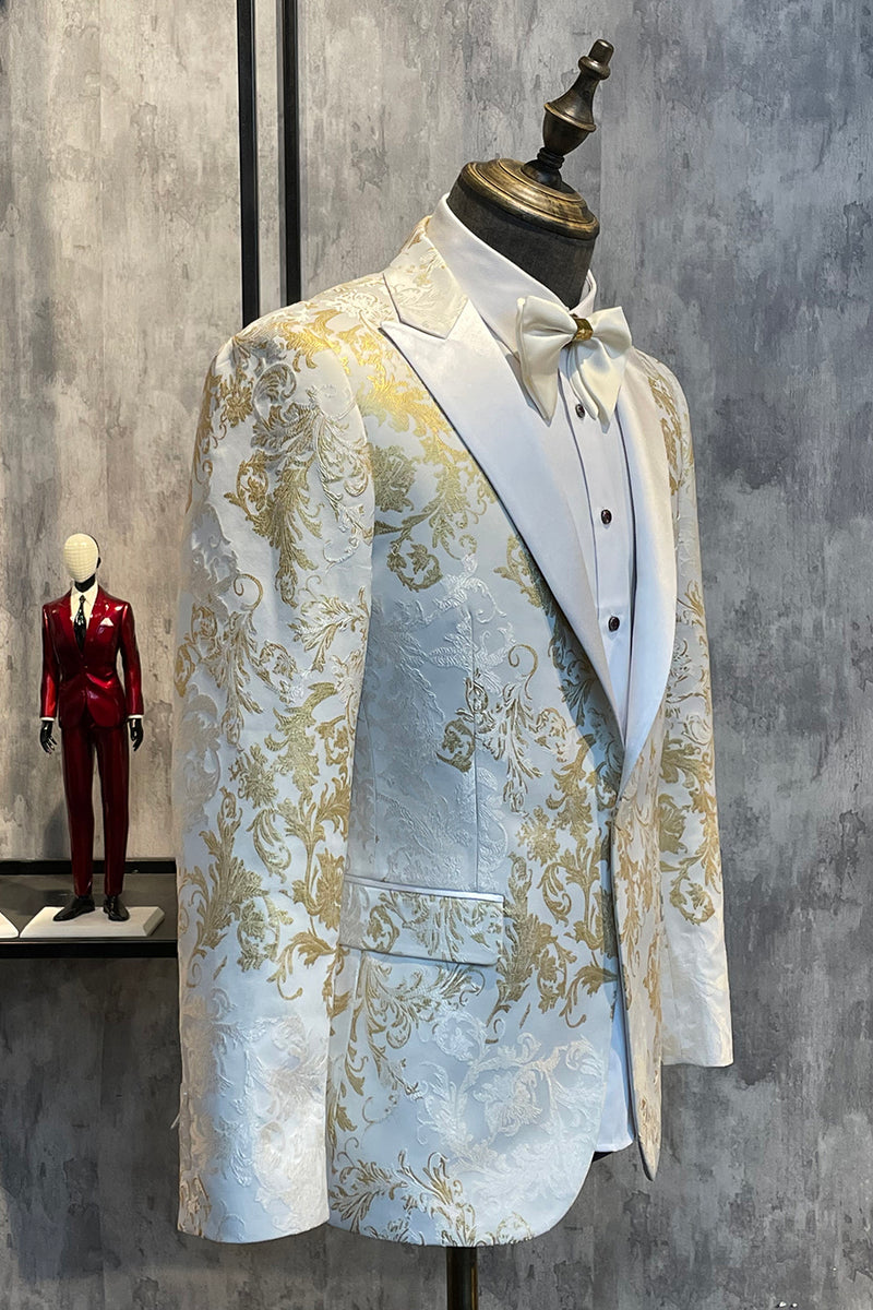 Load image into Gallery viewer, Champagne Peak Lapel Sequins Men&#39;s Prom Suits