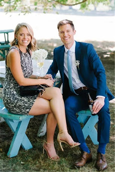 Navy 2 Piece Notched Lapel Groom Suits