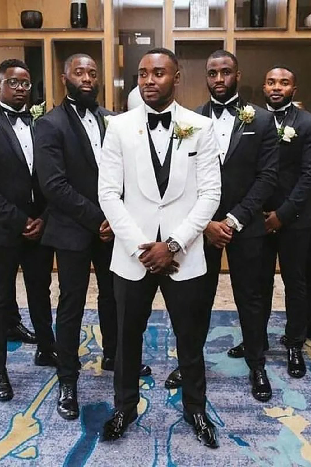 Men Black Groom Suits 2 Piece Shawl Lapel Wedding Tuxedo