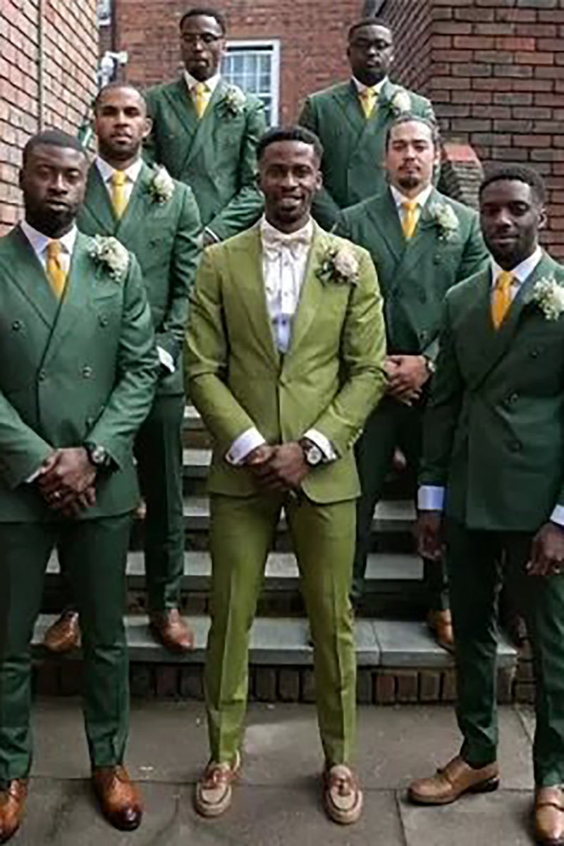 Load image into Gallery viewer, Dark Green Double Breasted 2 Piece Groom Suits