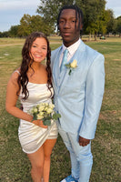 Load image into Gallery viewer, Notched Lapel Light Blue Men&#39;s Prom Suits