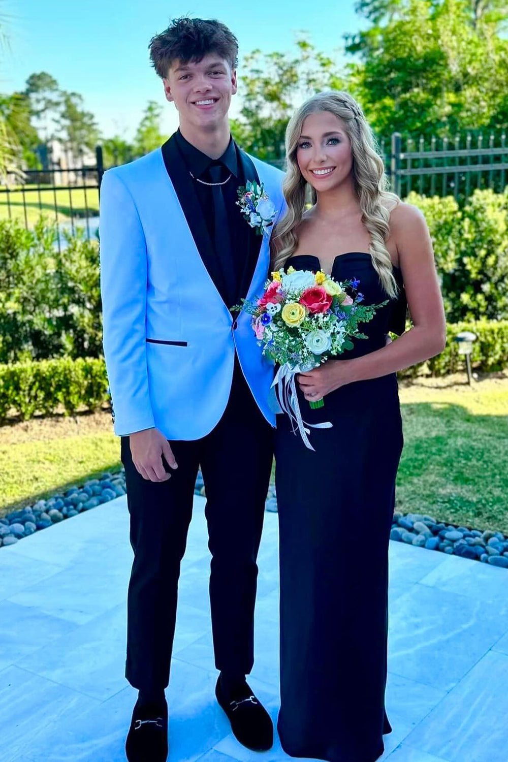 Shawl Lapel Blue One Button Men's Prom Suits