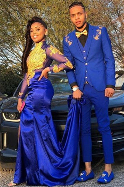 Royal Blue 2 Pieces Notched Lapel Men's Prom Suits