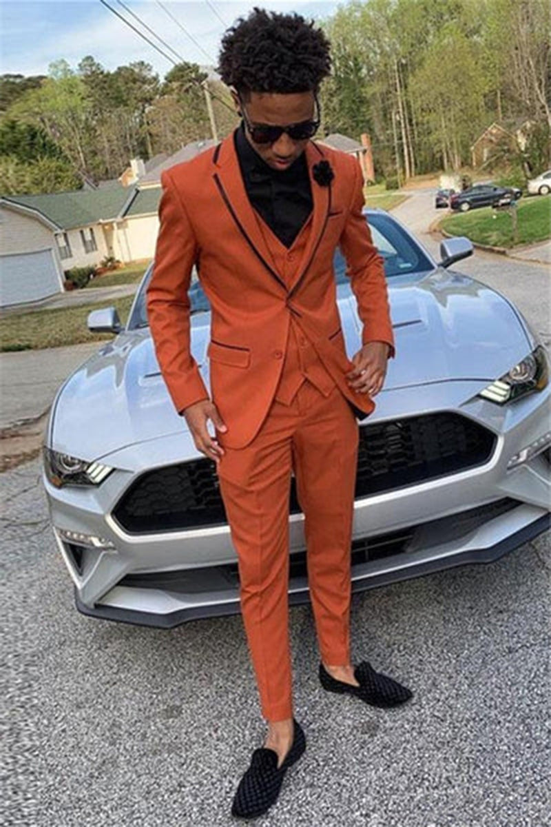 Load image into Gallery viewer, Brown 3 Pieces Notched Lapel Men&#39;s Prom Suits