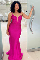 Load image into Gallery viewer, Glitter Dark Purple Mermaid Long Corset Prom Dress