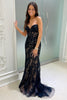 Load image into Gallery viewer, Mermaid Sweetheart Black Corset Prom Dress with Appliques