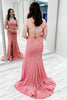 Load image into Gallery viewer, Sparkly Mermaid Coral Long Prom Dress with Slit