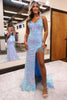Load image into Gallery viewer, Sparkly Halter Light Purple Prom Dress with Fringes