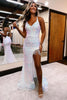 Load image into Gallery viewer, Sparkly Halter Light Purple Prom Dress with Fringes