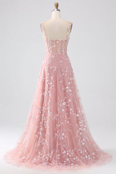 A-Line Blush Corset Prom Dress