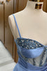Load image into Gallery viewer, Sparkly Grey Blue Corset Mermaid Long Prom Dress with Slit