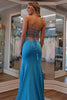 Load image into Gallery viewer, Sparkly Blue Beaded Mermaid Long Prom Dress with Slit