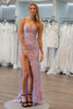 Load image into Gallery viewer, Sparkly Lilac Floral Mermaid Long Prom Dress with Slit