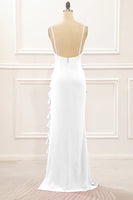 Load image into Gallery viewer, White Backless Spaghetti Straps Prom Dress With Slit
