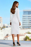 Load image into Gallery viewer, Black Double Breasted Midi Pencil Blazer Dress with Sleeves